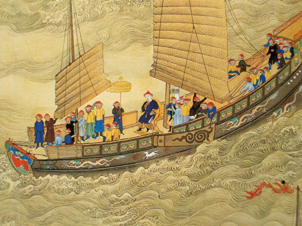 Hoàng đế Khang Hy lên thuyền xuôi dòng Hoàng Hà