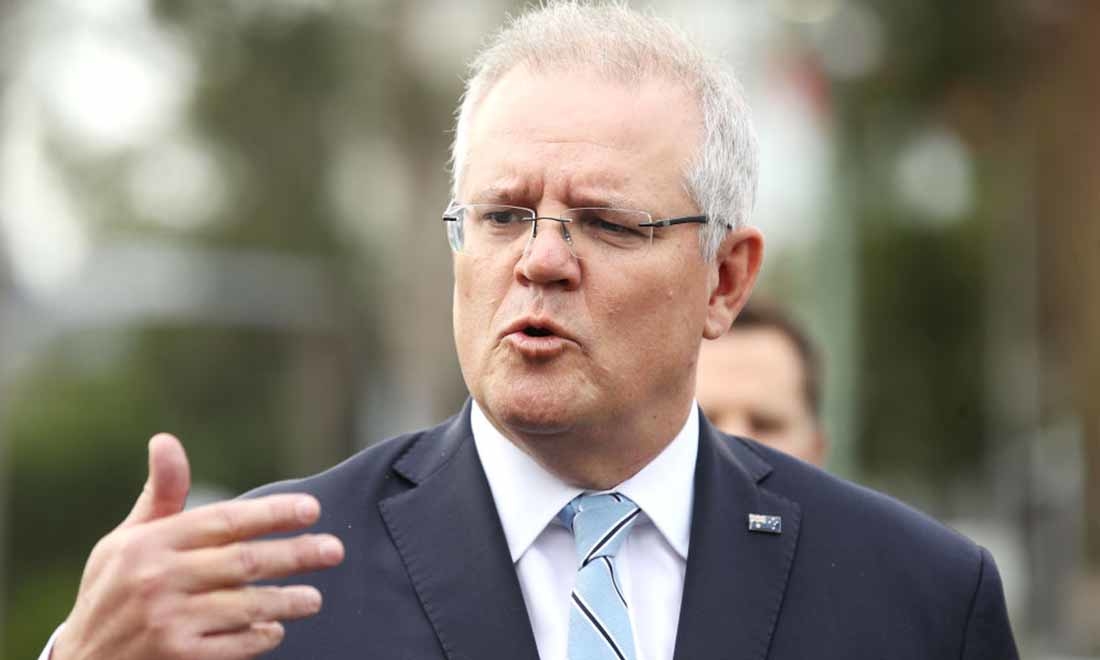 Thủ tướng Australia Scott Morrison phát biểu trước giới truyền thông tại buổi công bố cơ sở hạ tầng ở Công viên Macquarie vào ngày 29 tháng 6 năm 2020 ở Sydney, Úc. (Ảnh của Mark Kolbe / Getty Images)