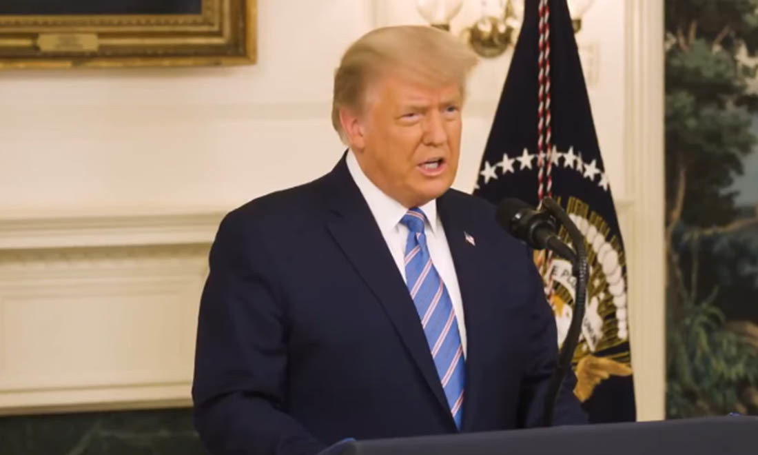 Tổng thống Trump phát biểu từ Nhà Trắng ngày 07/01. (Ảnh chụp từ video)